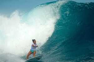 Malia Manuel posted the highest two-wave heat total of the competition so far.  Picture courtesy of ASP / Robertson