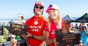 Jordy Smith and Stephanie Gilmore reign supreme at Lower Trestles. Picture courtesy of ASP/ Kirstin Scholtz